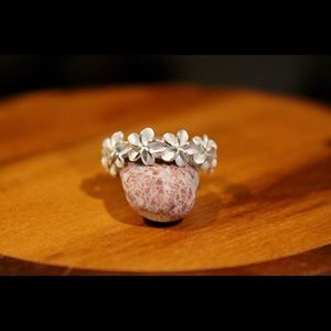 Plumeria Flower Ring, Sterling Silver